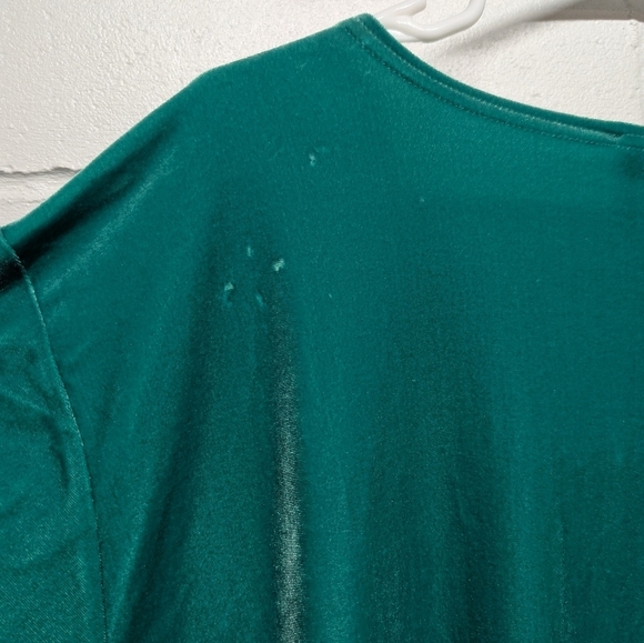 Quacker Factory (3X) Kelly Green Teal Short Sleeve Top Rhinestones NWT - Picture 4 of 9